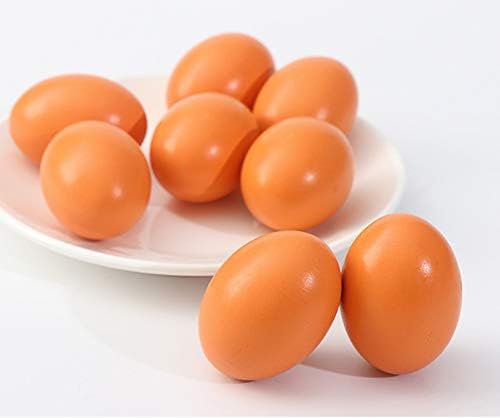 Eight Wooden Eggs are place in a plate