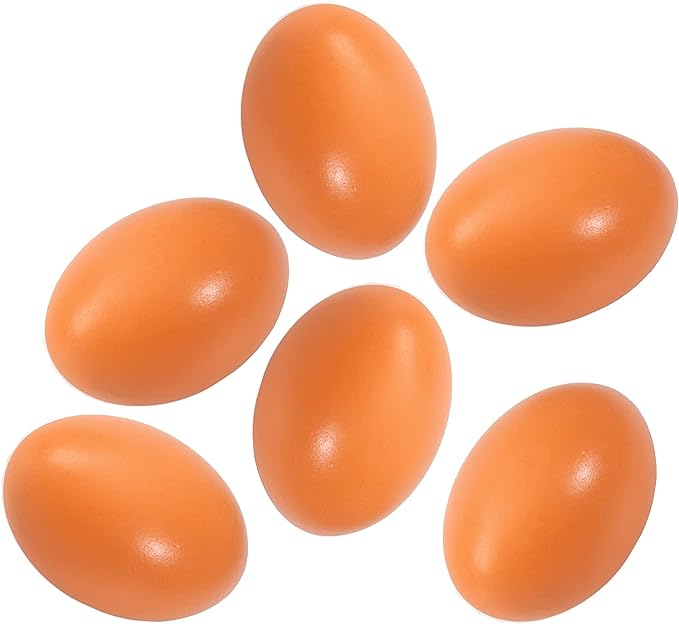 six wooden eggs